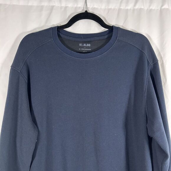 01. ALGO Sweater Men's XXL Navy Blue Crew Neck Long Sleeve Performance Quick Dry - Picture 2 of 7
